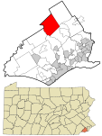 Delaware County Pennsylvania incorporated and unincorporated areas Newtown highlighted